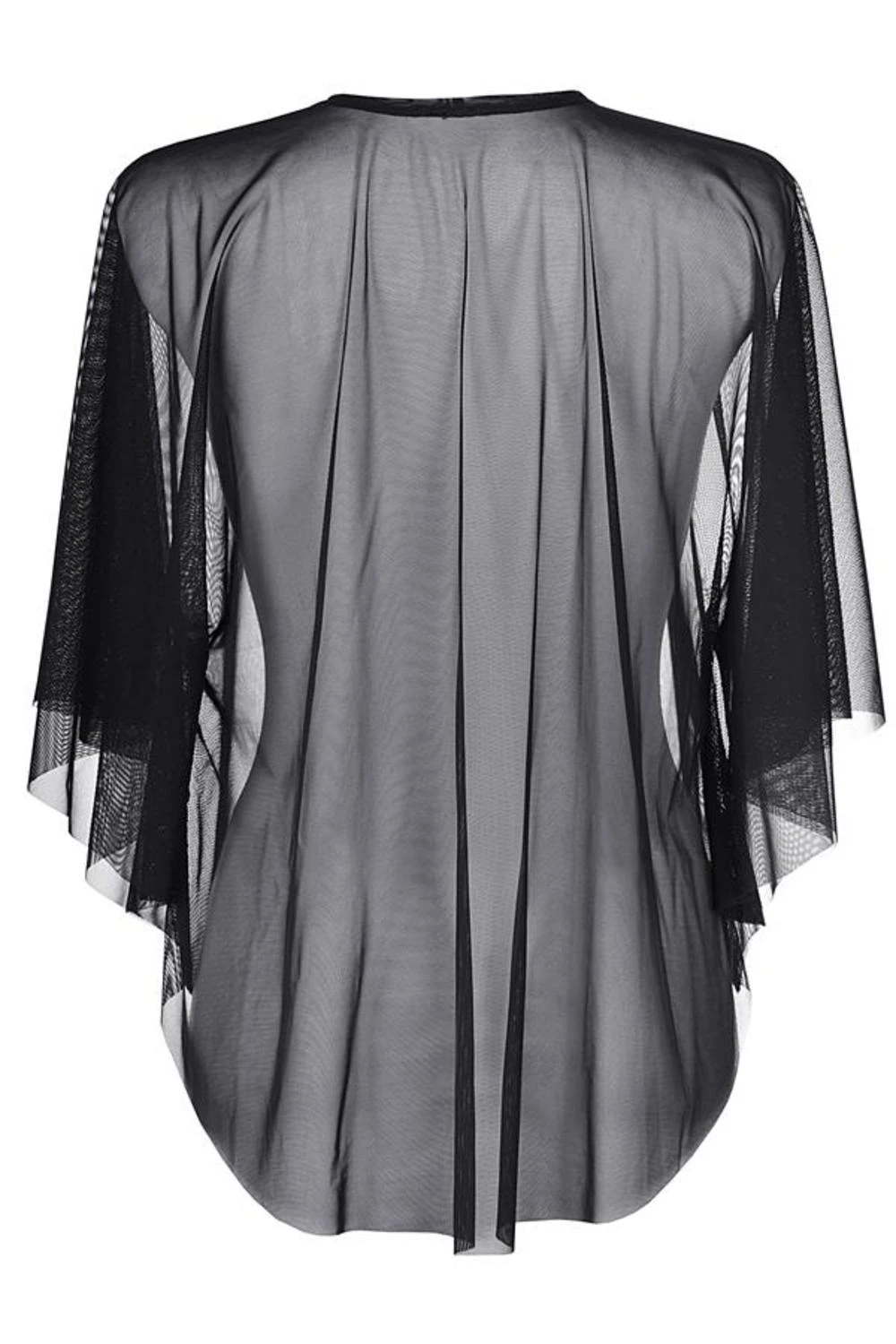 Axami transparete Bluse aus Tüll in schwarz mit dreiviertel Armen
