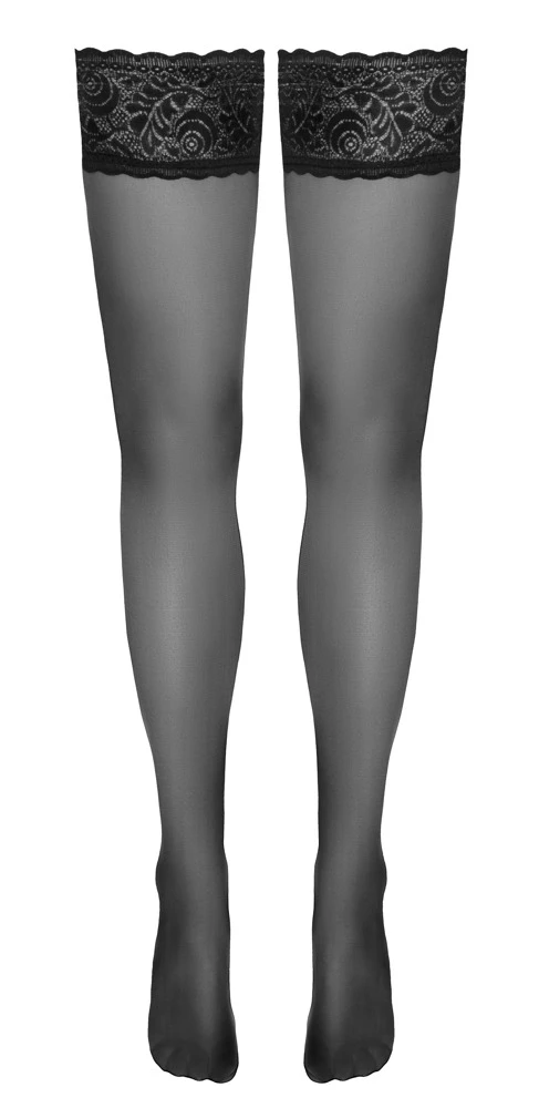Cottelli Exquisite Eleganz: Halterlose Schwarze Strümpfe mit 8 cm Spitzen-Abschluss Cottelli Exquisite Eleganz: Halterlose Schwarze Strümpfe mit 8 cm Spitzen-Abschluss