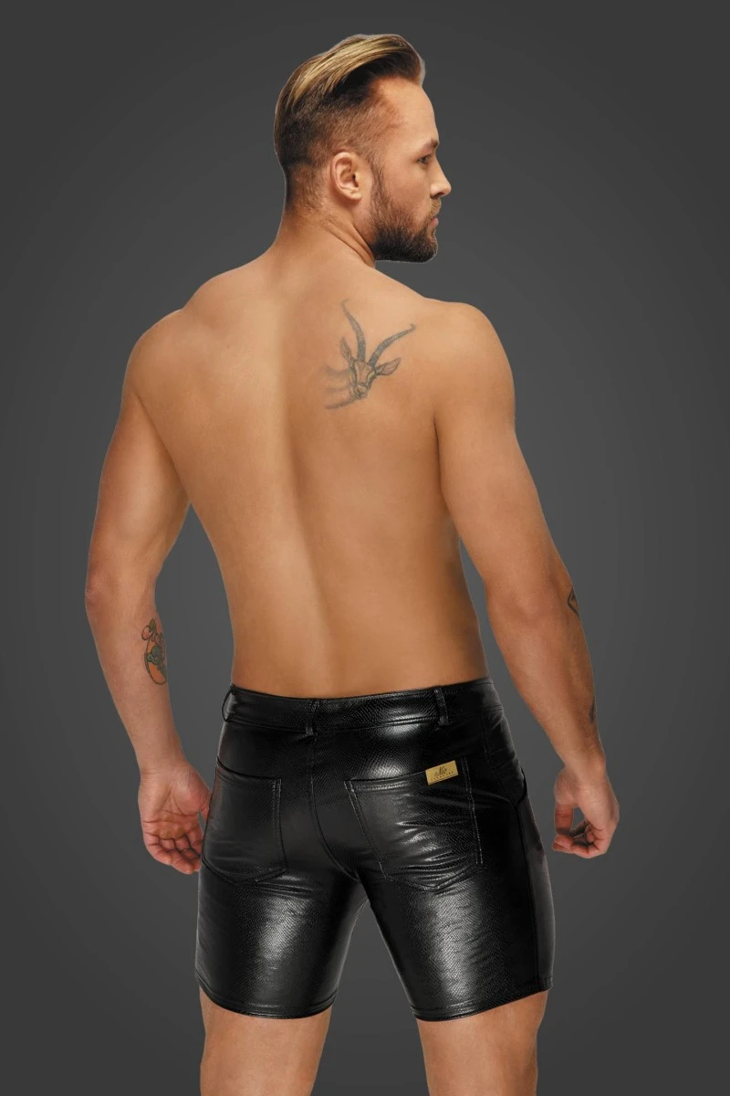 Herren Shorts H068 mittellang aus Schlangen-Wetlook von Noir Men
