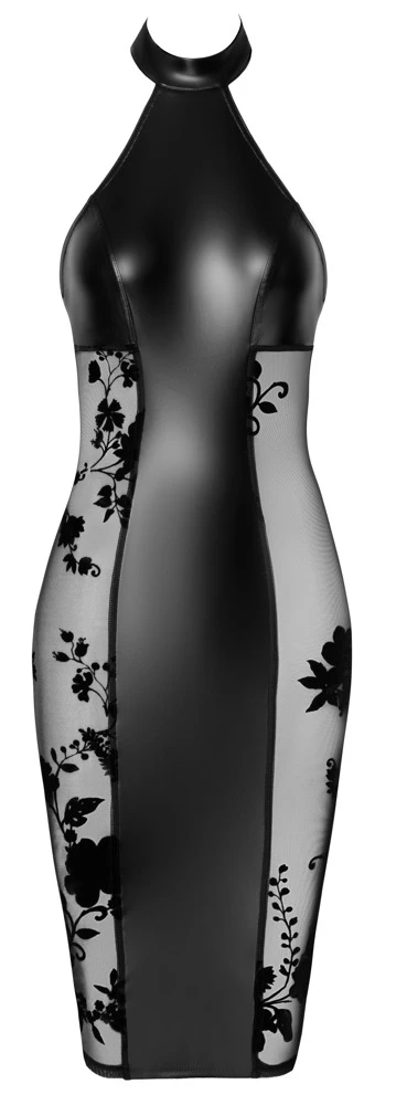 Neckholder Kleid knieumspielend Ärmellos Sexy Rückenfrei aus edlem Material-Mix