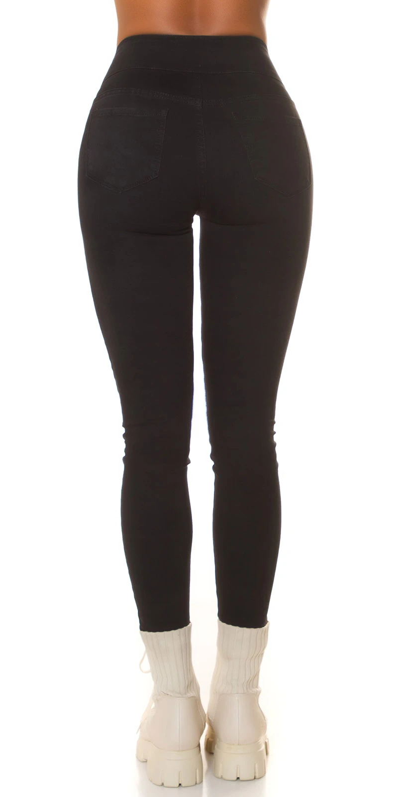 Chic High Waist Skinny Jeans mit Deko Kette Chic High Waist Skinny Jeans mit Deko Kette