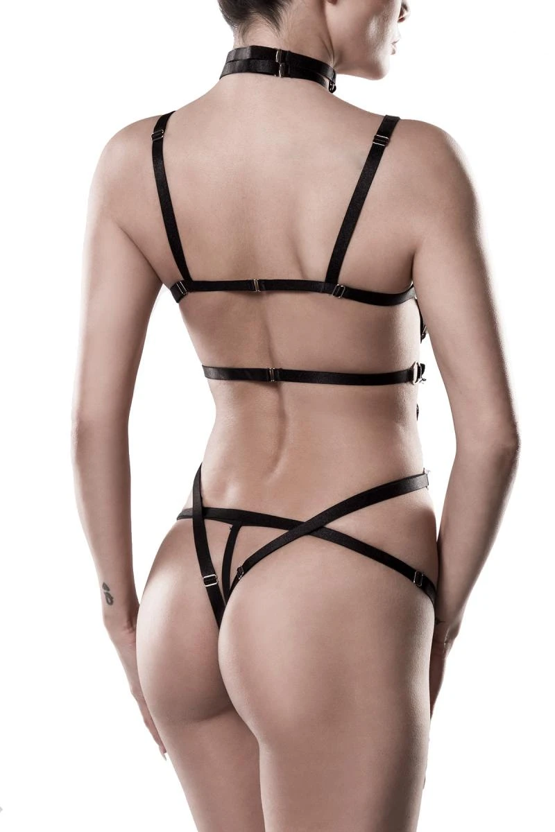 Dessous Set Harness mit Multi Straps Bändern und Chocker von Grey Velvet