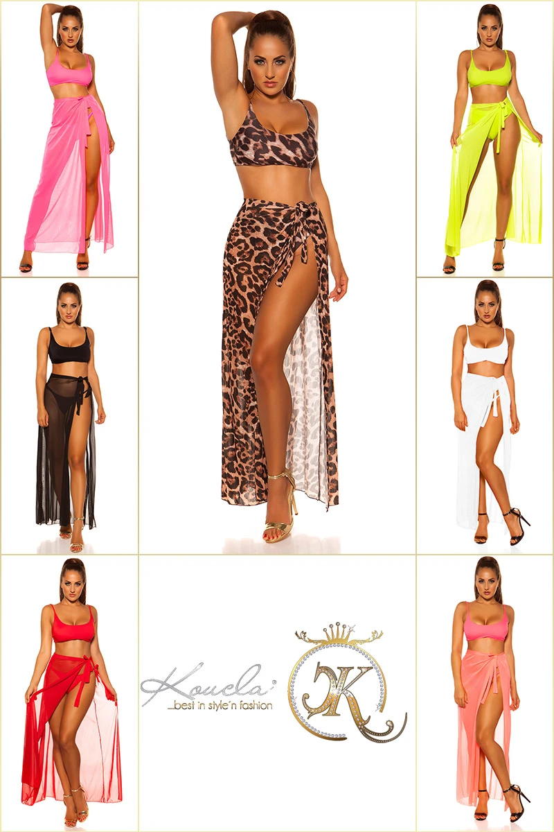 Beach Maxi Tüll Rock Offen zum Binden Transparent