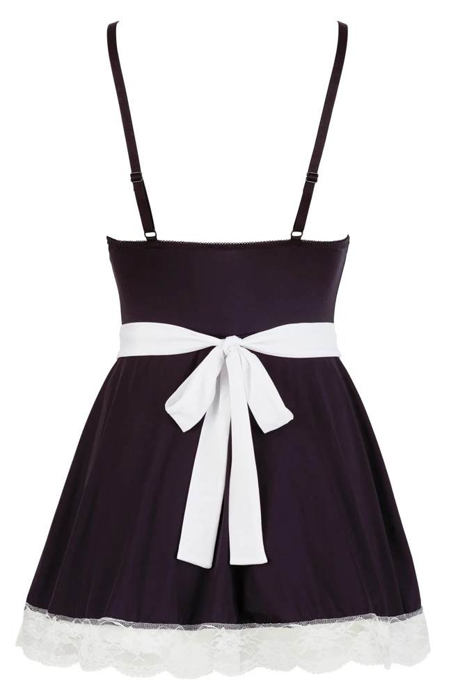 Cottelli Figurbetontes Kleid mit Spitzenakzenten und Schürze in schwarz