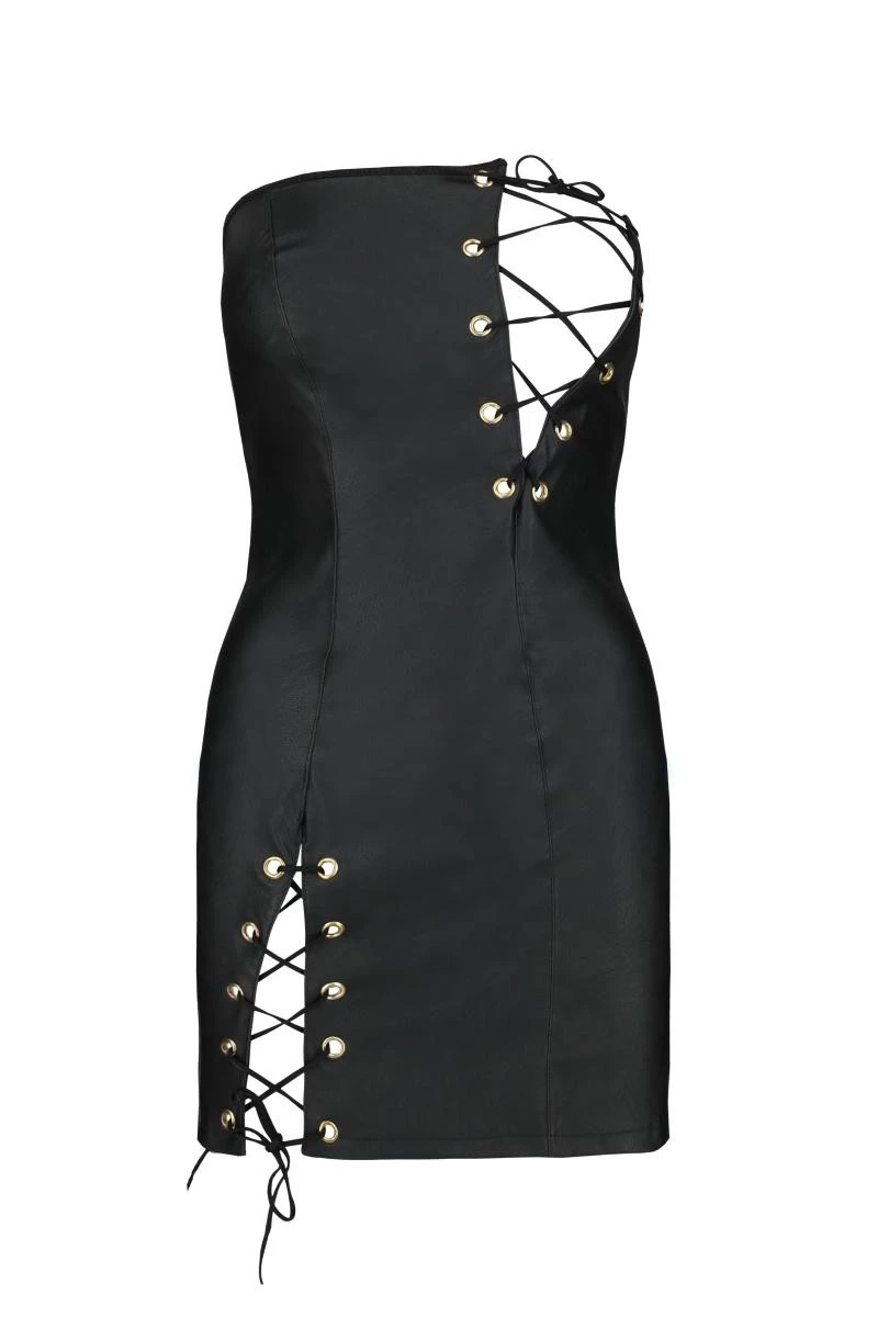 Kunstleder Chemise mit Schnürung mit Metallösen von Passion