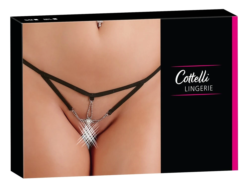 Cottelli LINGERIE String Seestern Look Perlenverzierung über der offenen Scham Cottelli LINGERIE String Seestern Look Perlenverzierung über der offenen Scham