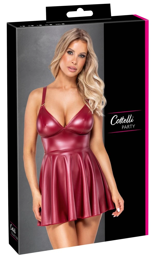 Rotes Kinky Träger-Minikleid im Mattlook von Cottelli PARTY mit ausgestelltem Rock, soften Cups und verstellbaren Trägern für feminine Silhouette