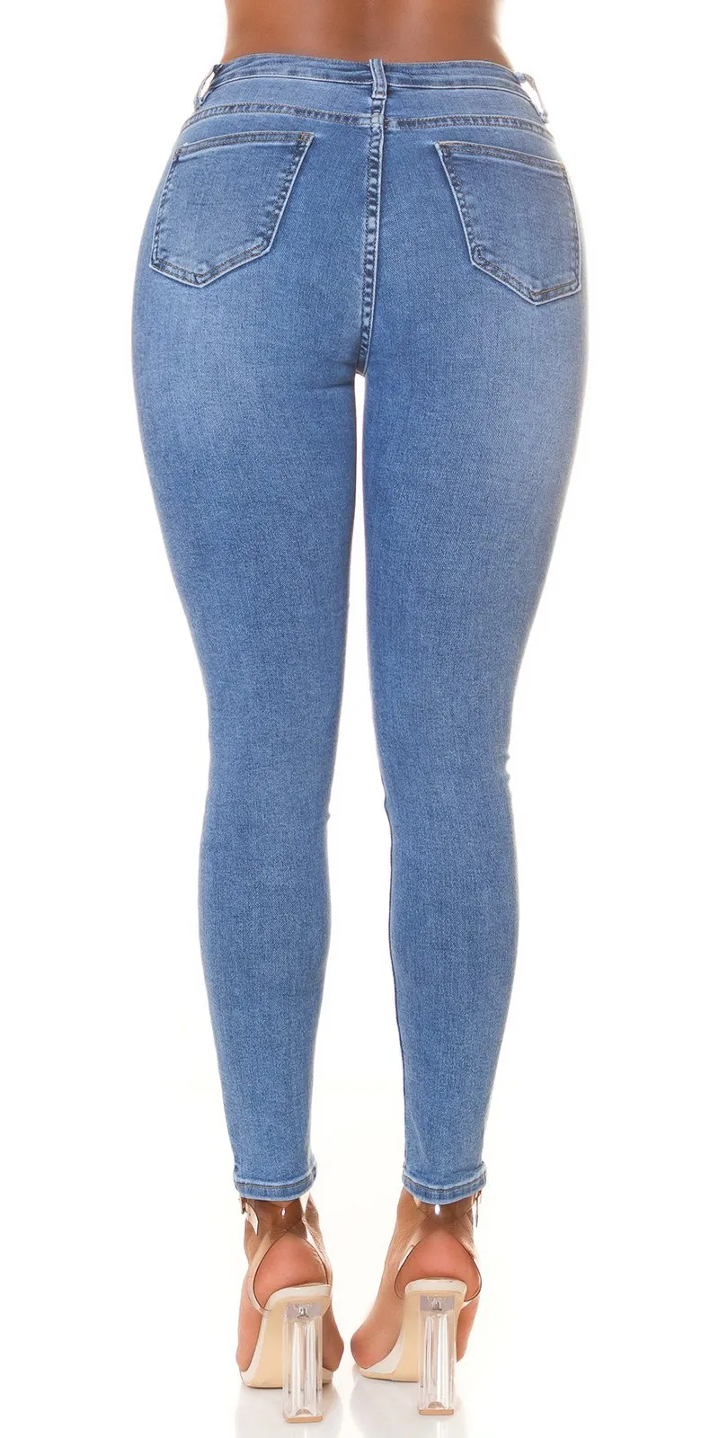 Highwaist Röhrenjeans Skinny Jeans Hose mit Knopfleiste Knöpfe Highwaist Röhrenjeans Skinny Jeans Hose mit Knopfleiste Knöpfe