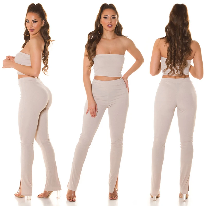 Hot Party 2-Teiler Crop Bandeau Top High Waist Leggings