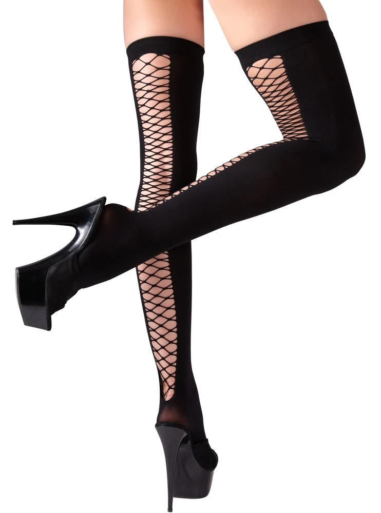 Cottelli Overknee-Stulpen mit rutschfestem Silikonband und Netz-Einsatz in schwarz Cottelli Overknee-Stulpen mit rutschfestem Silikonband und Netz-Einsatz in schwarz