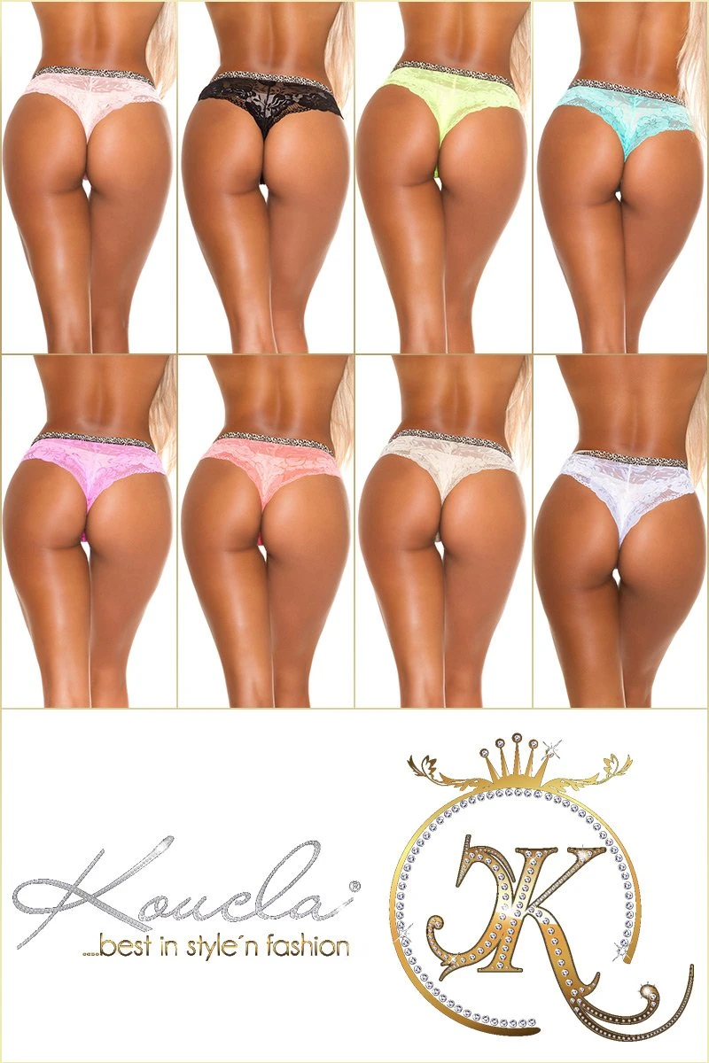 Spitze Slip String mit Leo-Bund Spitze Slip String mit Leo-Bund