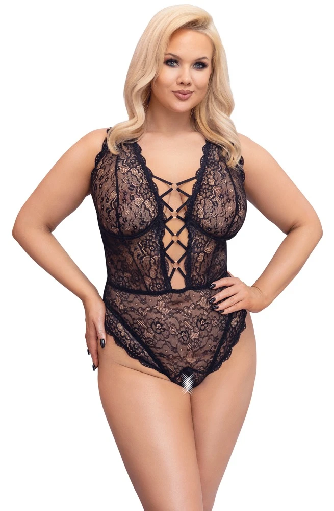 Cottelli Body aus weicher Stretch-Spitze mit einladend ouvert im Schritt Cottelli Body aus weicher Stretch-Spitze mit einladend ouvert im Schritt