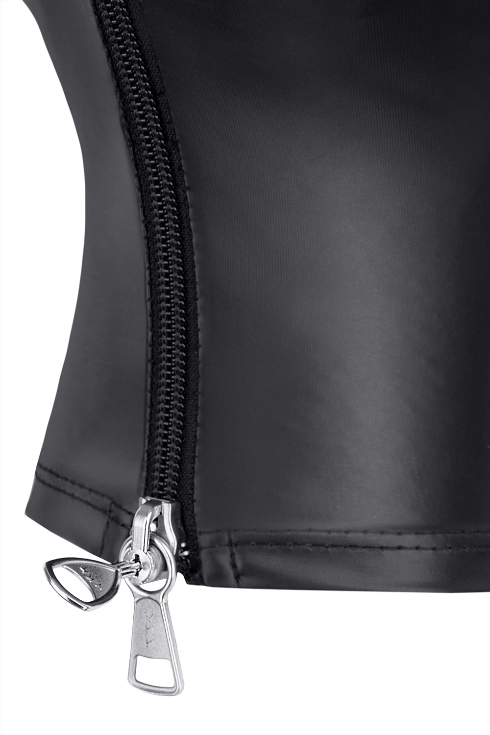 Bondage Maske TDMaskblack002 aus glänzendem Vinyl Fetisch von Demoniq mit Schloss