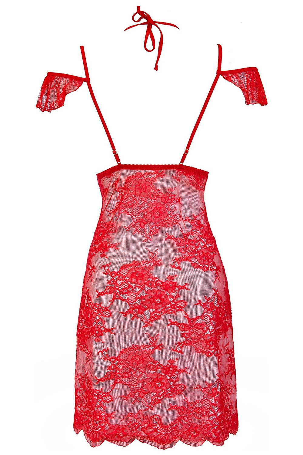 Axami transparentes Babydoll aus roter Blütenspitze mit String Axami transparentes Babydoll aus roter Blütenspitze mit String