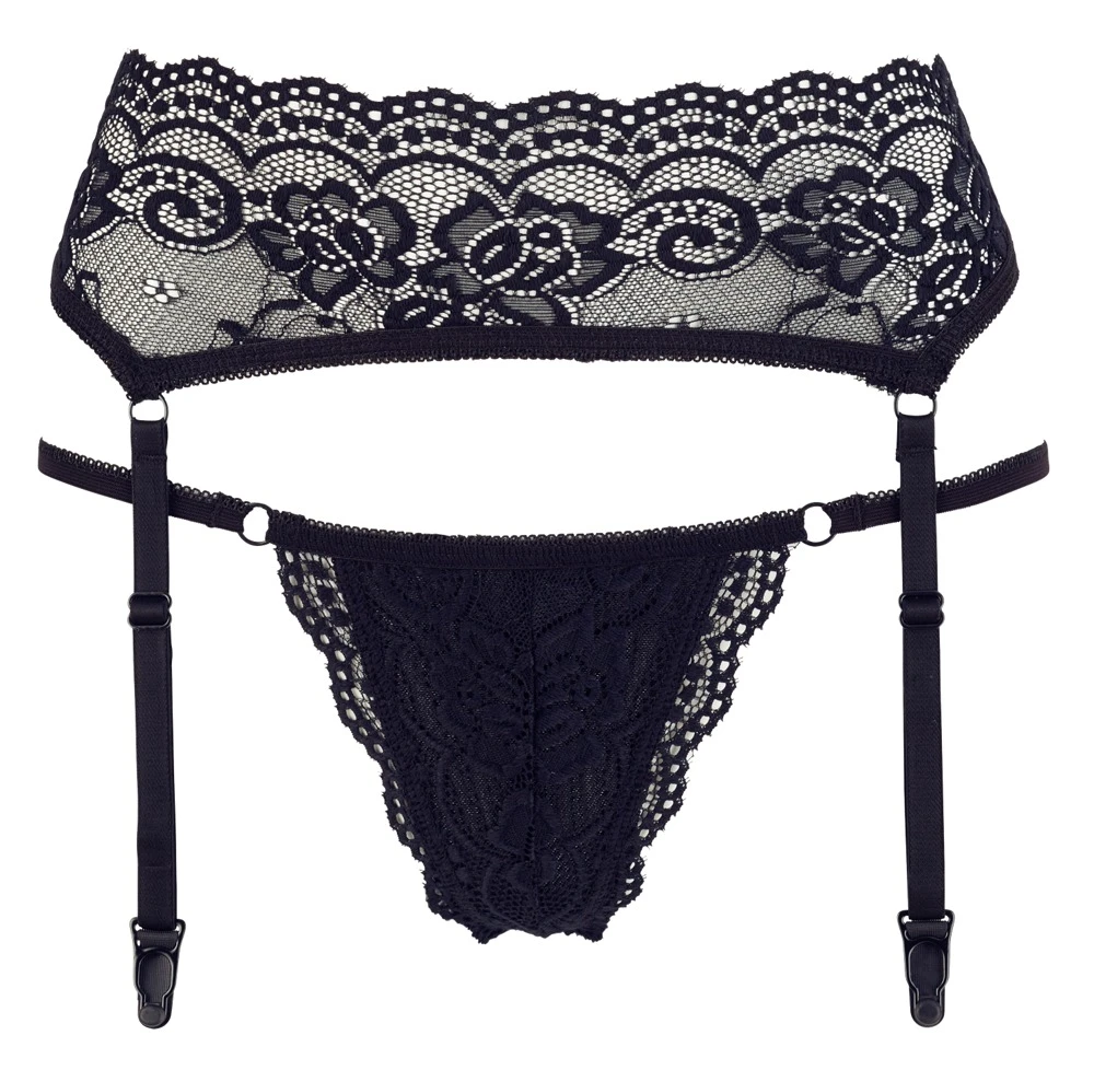 Cottelli LINGERIE Dessous Set String und Straps elastische verführerische Spitze