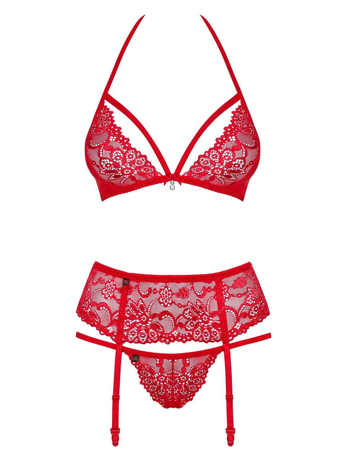 Obsessive Set - Sexy BH, verführerischer Strumpfhalter und entzückender Tanga Obsessive Set - Sexy BH, verführerischer Strumpfhalter und entzückender Tanga