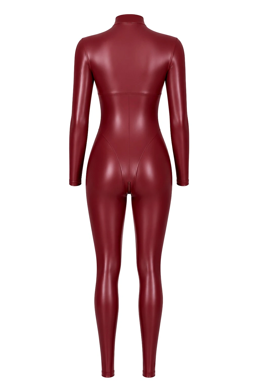 Noir Handmade F395 Wetlook Kinky Overall Burgundy – Aufreizender Neckholder-Catsuit mit 3-Wege-Reißverschluss & Korsett-Nähten