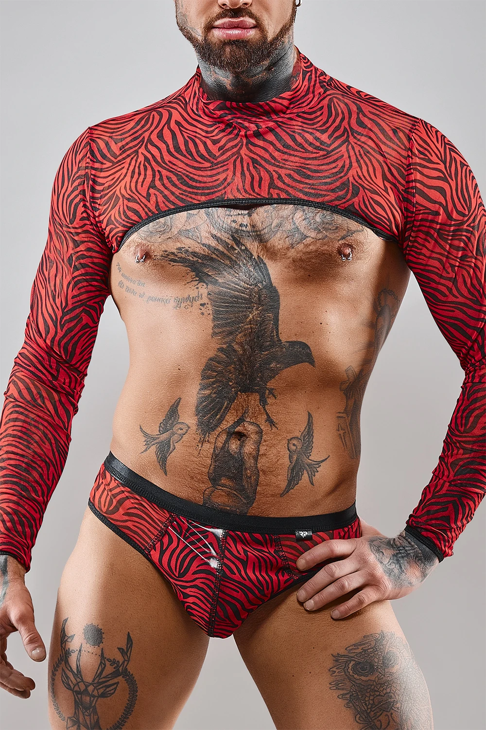Herren Crop Top RELeonel001 mit Zebramuster von Regnes Fetish Planet