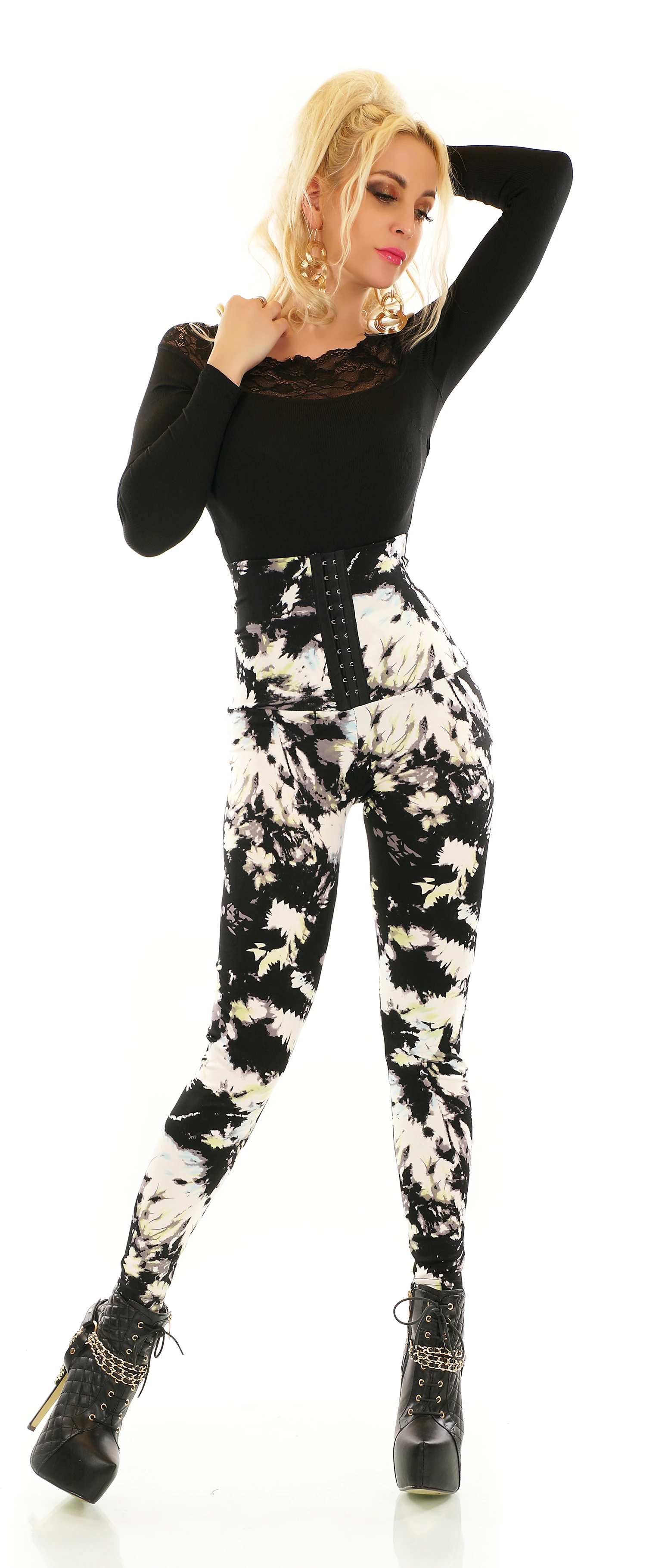 Printed Shape High Waist Leggings mit Corsagen-Optik