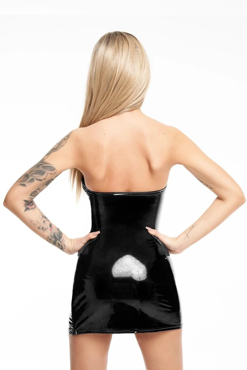 Dehnbarer Lack Minikleid D216 mit seitlichen Reißverschluss von 7Heaven