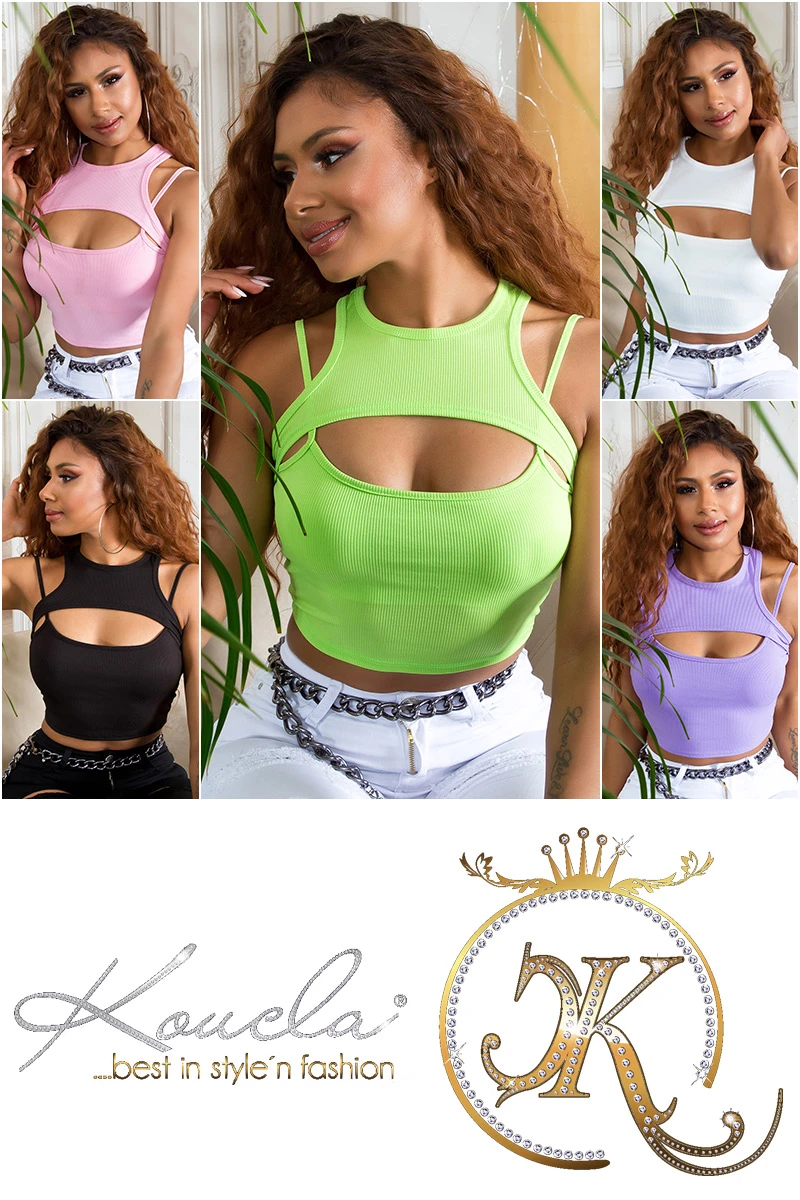 Crop Ripp Top mit hot Dekolleté-Cutout Crop Ripp Top mit hot Dekolleté-Cutout