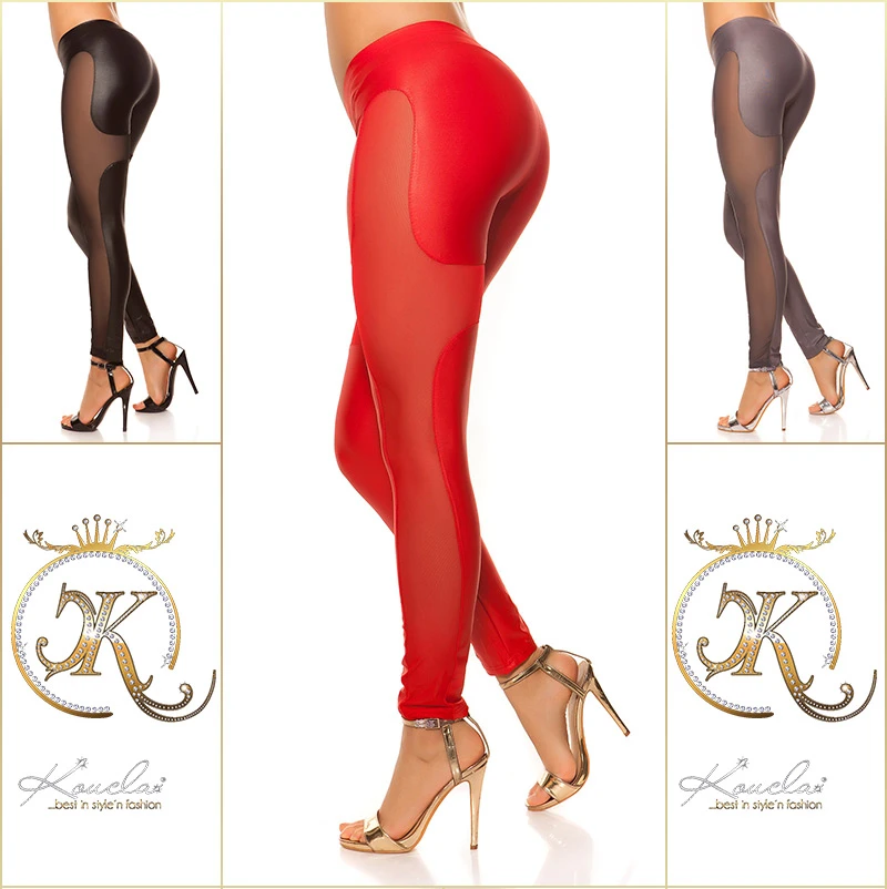 Sexy KouCla Leggings mit Netzapplikationen
