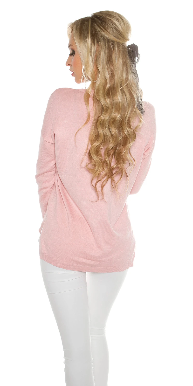 Casual Feinstrick Jumper Pullover mit Kreuz-Print Casual Feinstrick Jumper Pullover mit Kreuz-Print