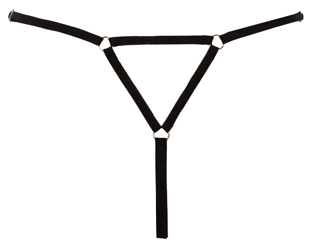 Cottelli LINGERIE Schmuckstring Ouvert – erotischer Strass-String mit Y-Schmuckdetail, offenem Schritt & verstellbarem Bund