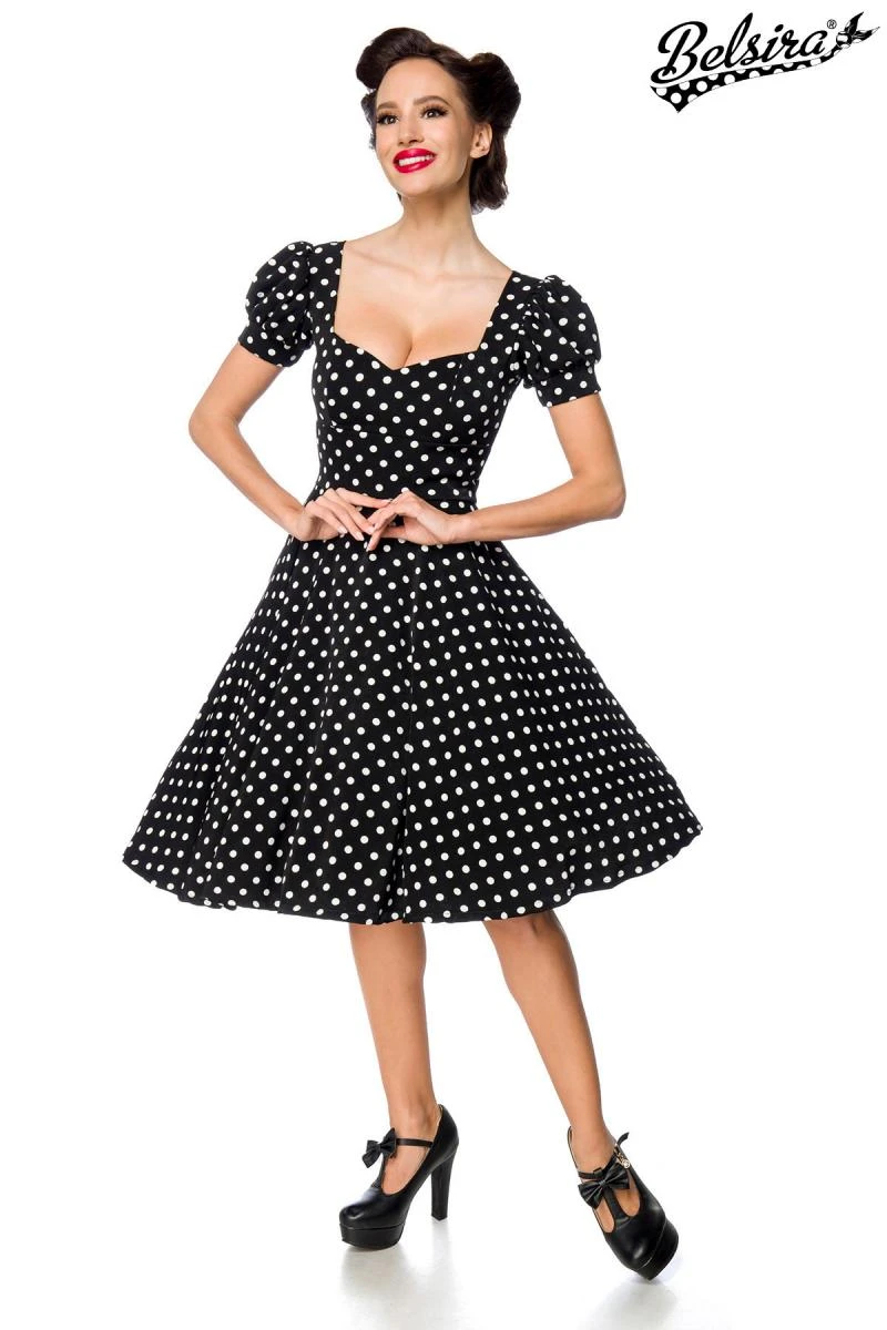 Retro Kleid mit Puffärmeln und Herzausschnitt von Belsira Retro Kleid mit Puffärmeln und Herzausschnitt von Belsira