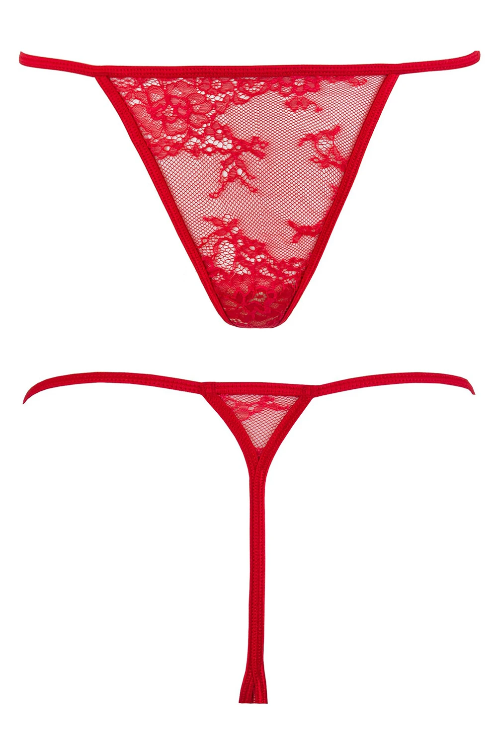 Axami transparentes Babydoll aus roter Blütenspitze mit String Axami transparentes Babydoll aus roter Blütenspitze mit String
