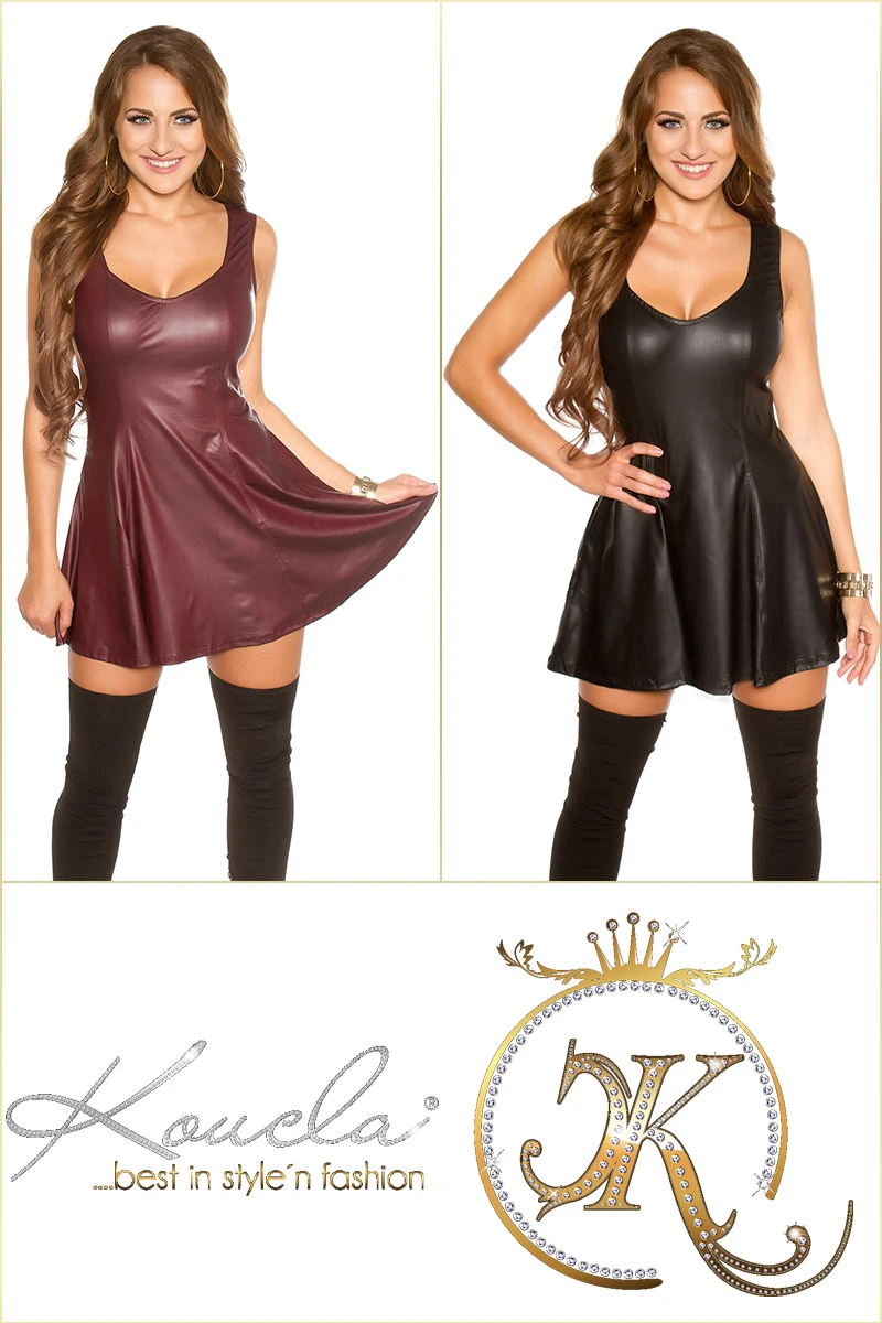 Tailliertes Party Minikleid im Wet-Look mit U-Ausschnitt Tailliertes Party Minikleid im Wet-Look mit U-Ausschnitt