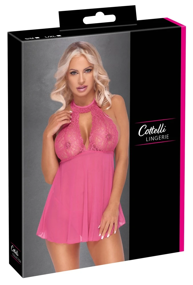 Cottelli LINGERIE Babydoll mit String Dekollete aus Spitze Chemise Rückenfrei pink Cottelli LINGERIE Babydoll mit String Dekollete aus Spitze Chemise Rückenfrei pink