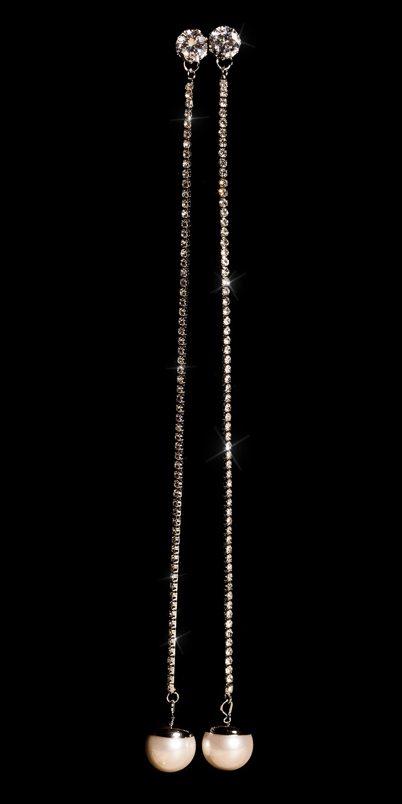 Hänge Ohrstecker mit Deko Perle und Strass Hänge Ohrstecker mit Deko Perle und Strass
