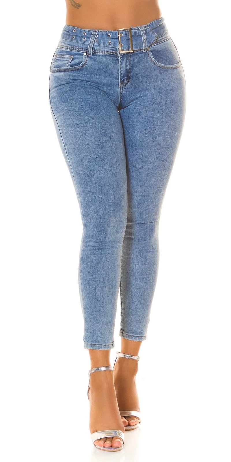 Uni Highwaist Skinny Jeans mit Schnallen-Detail, Dein perfekter Look für den modernen Alltag Uni Highwaist Skinny Jeans mit Schnallen-Detail, Dein perfekter Look für den modernen Alltag