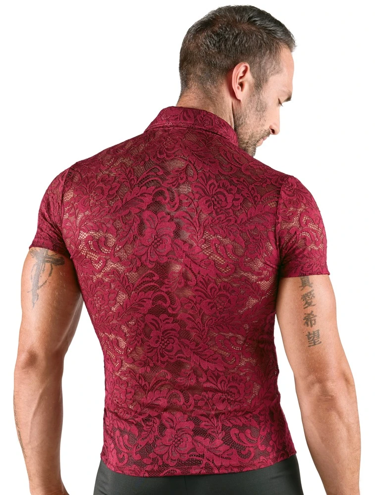 Herren Shit,Svenjoyment bringt mit diesem floralen Kurzarm-Hemd in Dunkelrot pure Sinnlichkeit, Komfort und Stil auf den Punkt - ein Blickfang mit Klasse