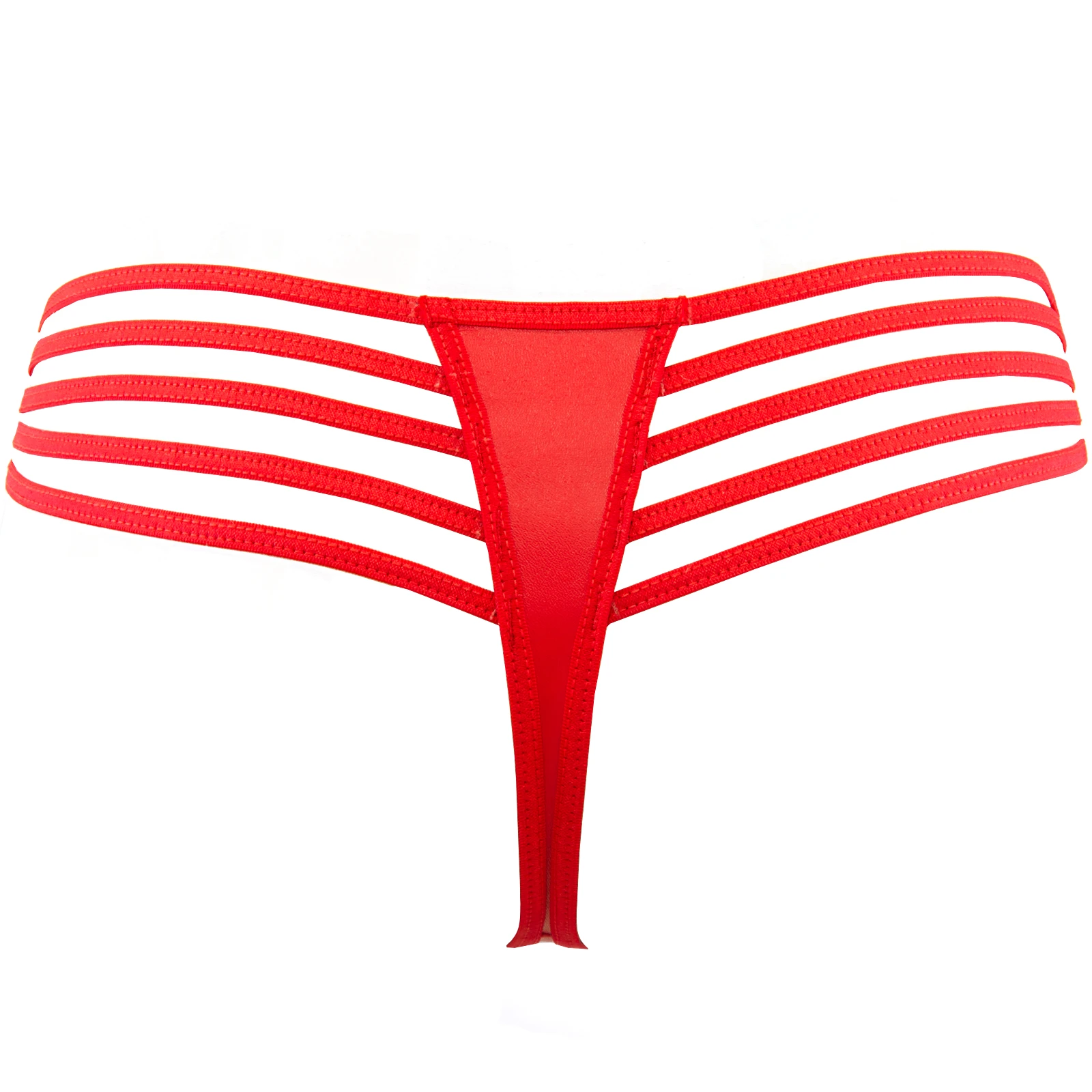 Axami String aus rotem Latex mit Spitzeneinsätzen aus glitzernder Stickerei