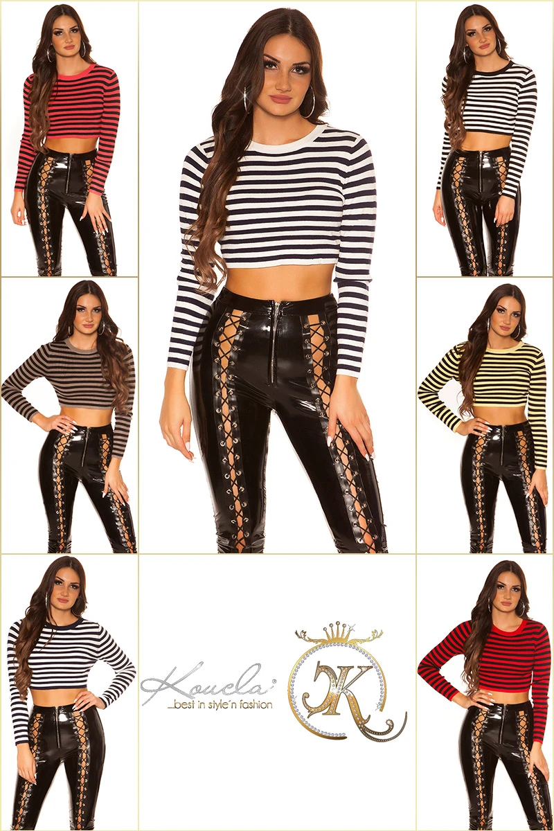 Gestreiftes Langarm Top im Crop-Style Gestreiftes Langarm Top im Crop-Style