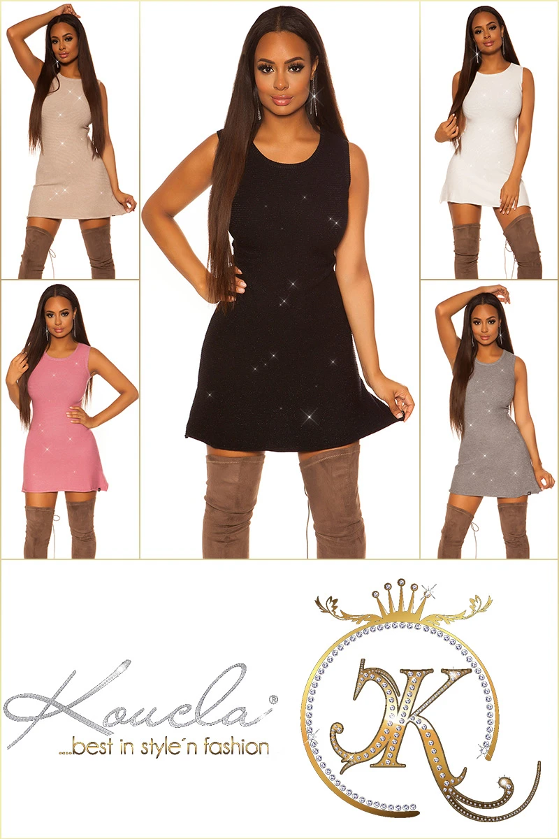 Strick Minikleid mit Rücken-Cutout und Glitzer-Akzente Strick Minikleid mit Rücken-Cutout und Glitzer-Akzente