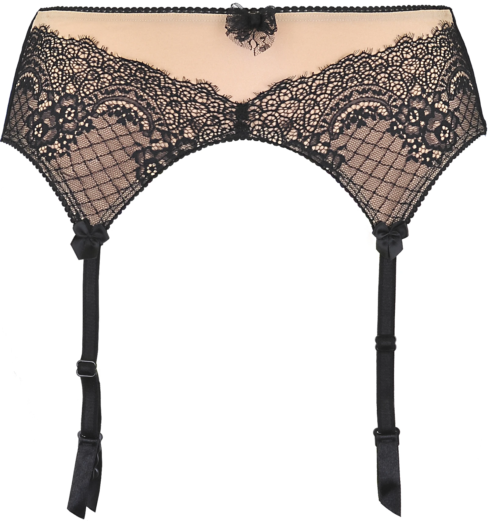 Axami beiger Strapsgürtel mit schwarzer Spitze besetzt Axami beiger Strapsgürtel mit schwarzer Spitze besetzt