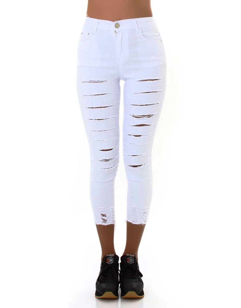 Destroyed High Waist Skinny 7/8 Jeans mit Risse