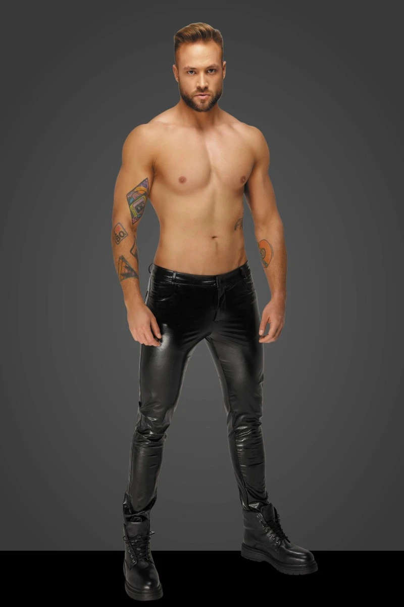 Herren Hose H067 Wetlook im Schlangenlook von Noir Men Herren Hose H067 Wetlook im Schlangenlook von Noir Men