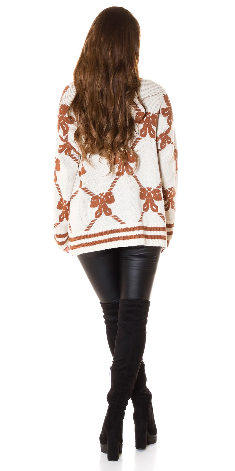 V-Neck Strick Jacke Cardigan im Oversize-Style mit Print