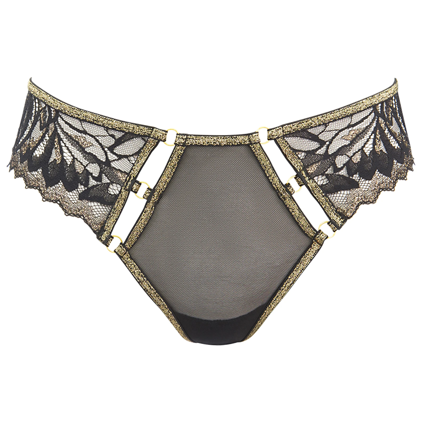 Axami schwarzer String aus Tüll mit breiter Spitze Axami schwarzer String aus Tüll mit breiter Spitze