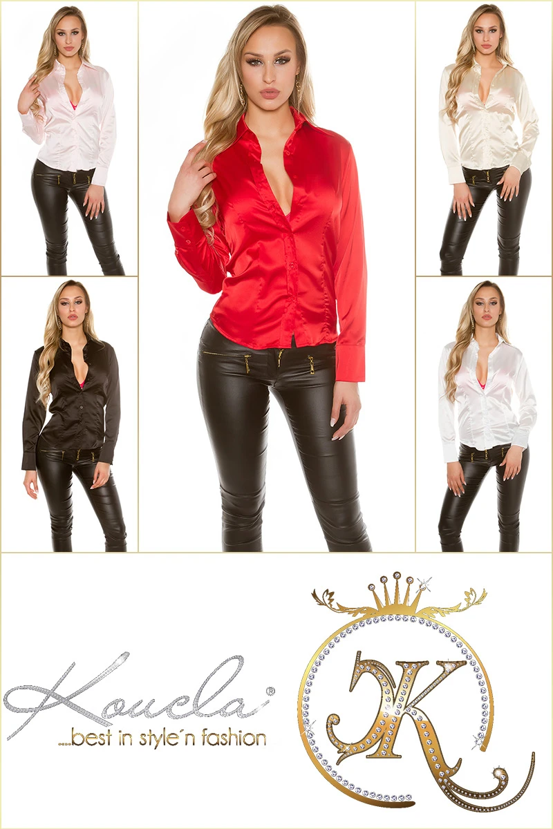 Glänzende Satin-Bluse im Business-Stil