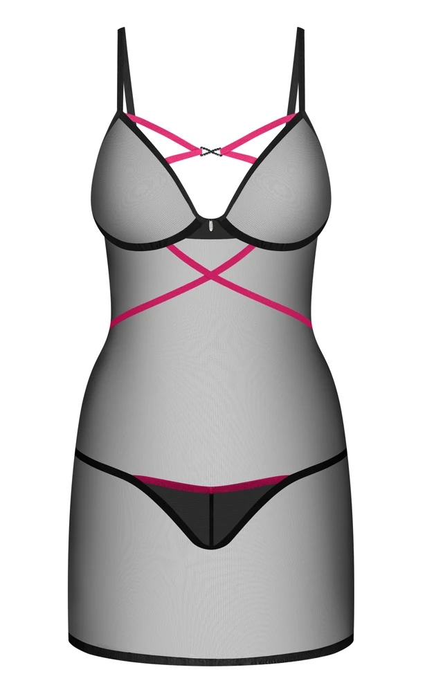 Negligé und String im Set, Dessous- Lingerie Set aus Raffiniertem Transparentes Powernet Negligé und String im Set, Dessous- Lingerie Set aus Raffiniertem Transparentes Powernet