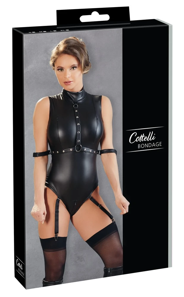 Cottelli Verführerischer Mattlook: Strapsbody mit raffinierten Metall-Details und praktischem 2-Wege-Reißverschluss