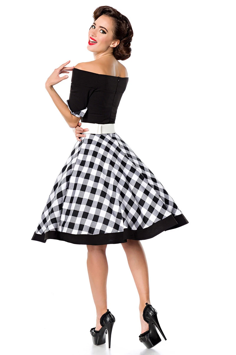 Schulterfreies Retro Kleid mit Tellerrock Schulterfreies Retro Kleid mit Tellerrock
