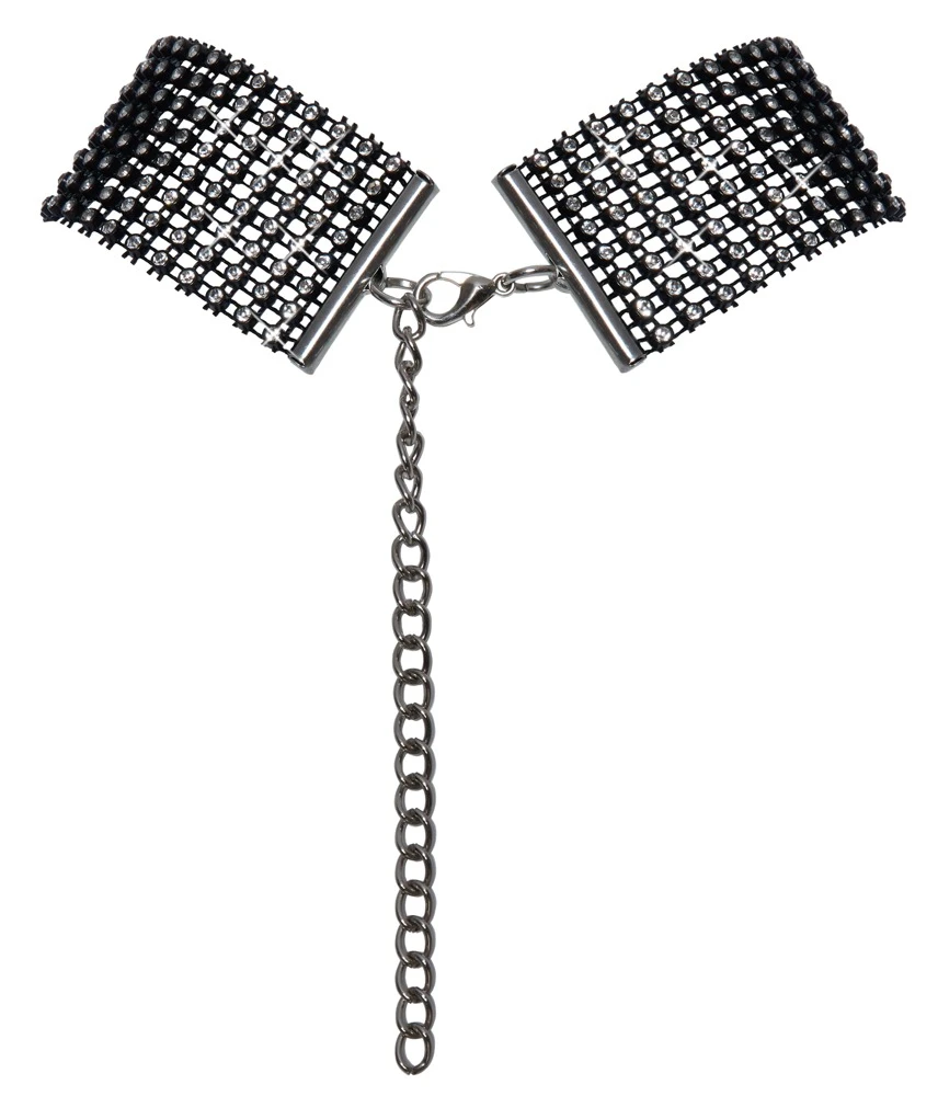 Schwarzes schillerndes Halsband von Cottelli ACCESSOIRES besetzt mit unzähligen Strasssteinchen.