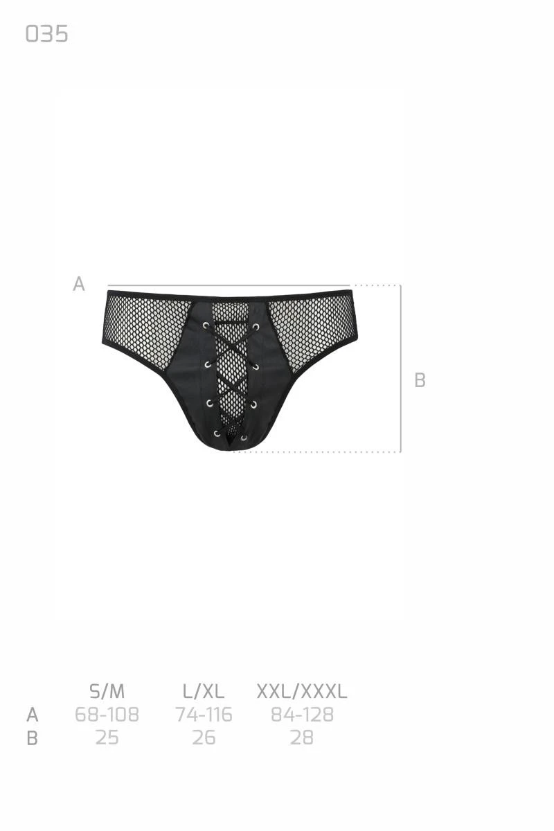Herren Slip 035 aus mattem Kunstleder mit Netz von Passion Menswear