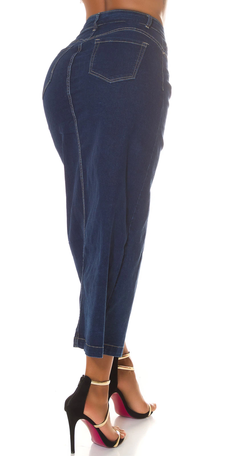 Dark Denim High Waist Maxi Rock mit Schlitz vorne Dark Denim High Waist Maxi Rock mit Schlitz vorne